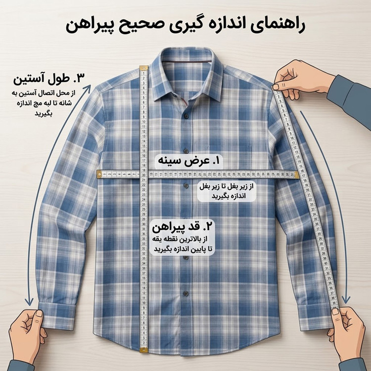 پیراهن مردانه آستین بلند چهارخانه مدل نخ ۴۰ تافته آبی