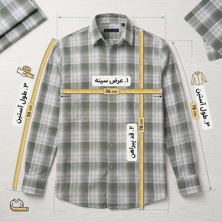 پیراهن مردانه آستین بلند چهارخانه مدل نخ ۴۰ تافته سبز