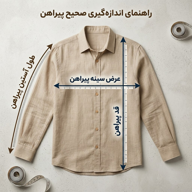 پیراهن مردانه آستین بلند پارچه شانتون کرم