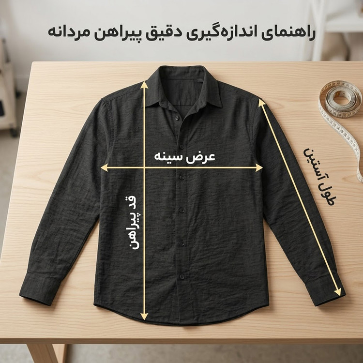 پیراهن مردانه آستین بلند پارچه شانتون مشکی