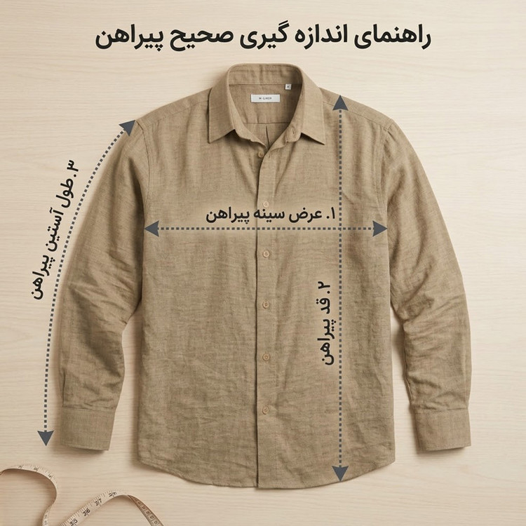 پیراهن مردانه آستین بلند پارچه شانتون نسکافه ای